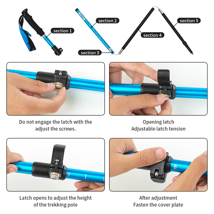 Premium Multifunctional Walking Stick – Telescopic Hiking Cane, Folding Trekking Poles for Seniors, Lightweight Aluminum 
