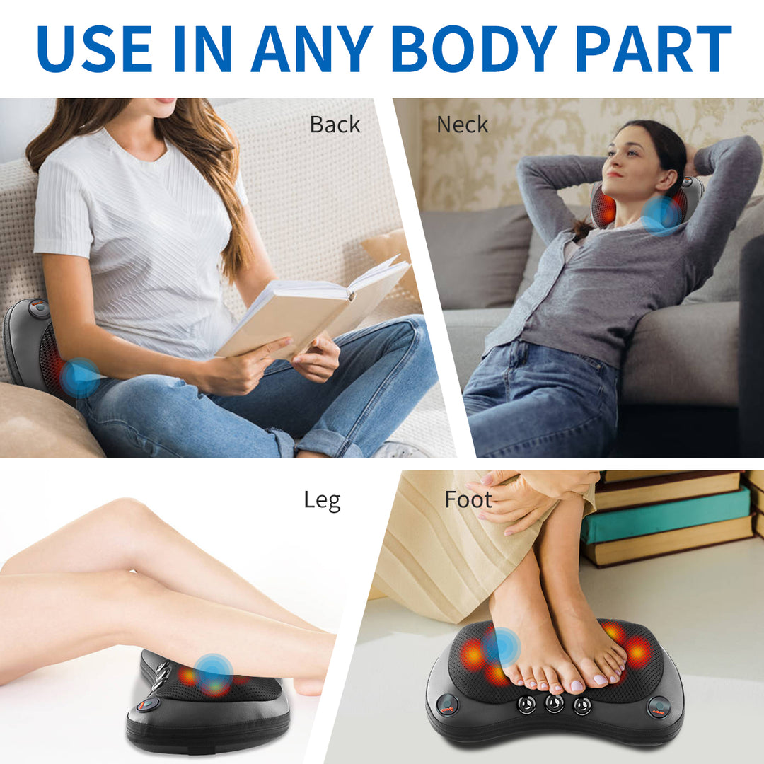 Premium Electric Shiatsu Massage Pillow for Neck, Back, and Body Pain Relief | Multifunctional Heating Massage Pillow for Car