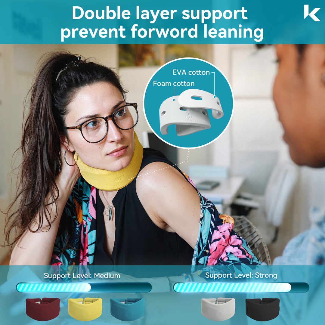Premium Adjustable Neck Brace Foam Cervical Collar for Pain Relief, Comfortable Support for Home Use and Sleeping, Various 