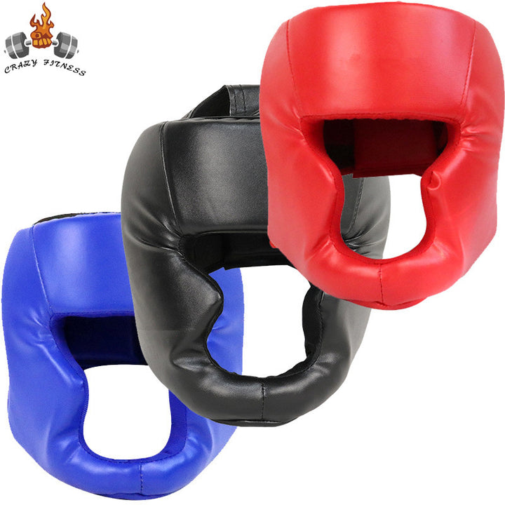 Premium Boxing Headgear for Children & Adults – Karate, Muay Thai, MMA, Sanda Training Safety Helmet, PU Leather, Adjustable Sizes (30-60cm)