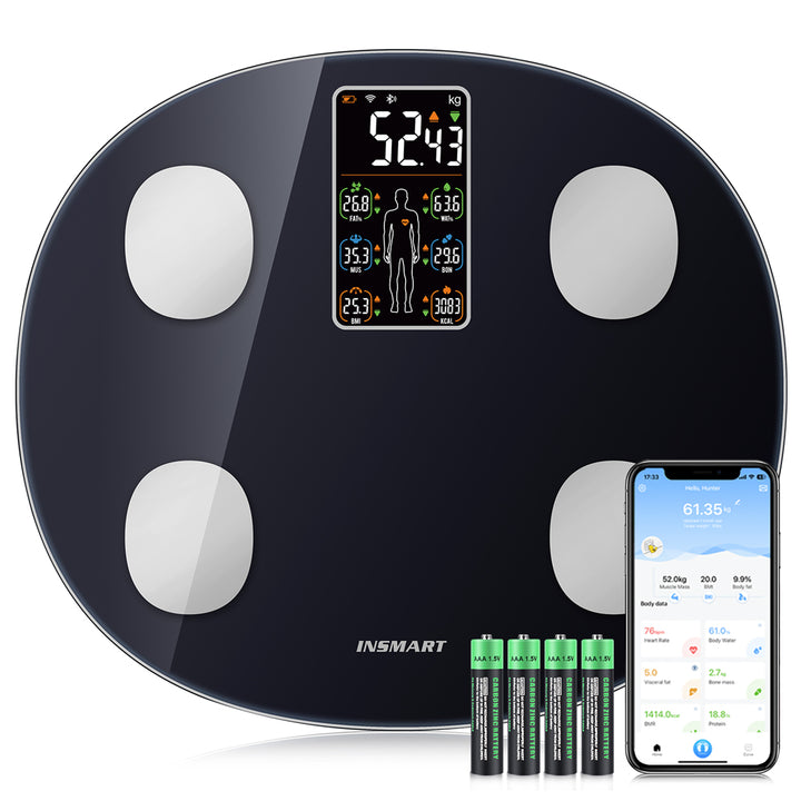 Premium Smart Body Weight Scale – Bluetooth Digital Scale with Large LCD Display, Tracks BMI, Body Fat, Muscle Mass, 