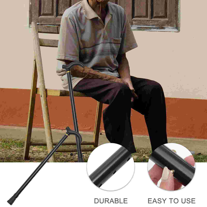 Premium Adjustable Walking Stick Cane – 2-Section Anti-Skid, Anti-Shock Crutch for Seniors, Lightweight Aluminum Alloy, Non-Slip Rubber Base, Adjustable Height 75-90cm for Hiking and Daily Support