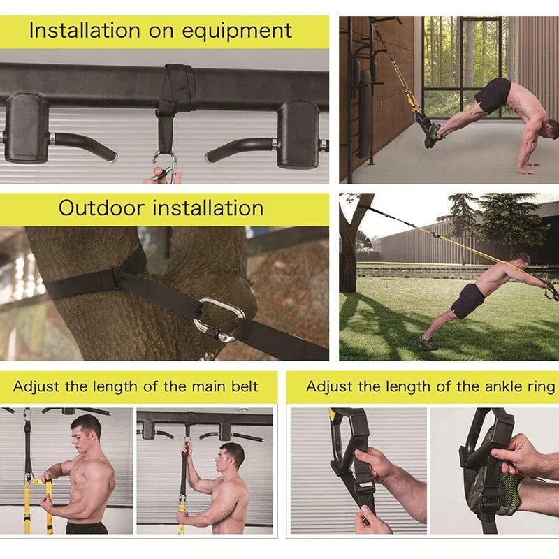 Premium Suspension Training Bands – Adjustable Full Body Resistance Bands for Strength Training, Yoga, and Core Workouts, 