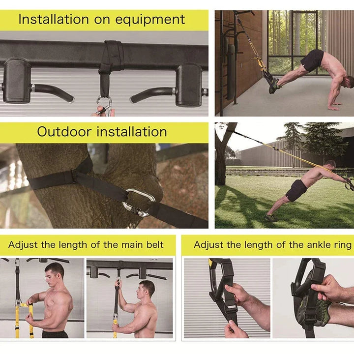 Premium Suspension Training Bands – Adjustable Full Body Resistance Bands for Strength Training, Yoga, and Core Workouts, 