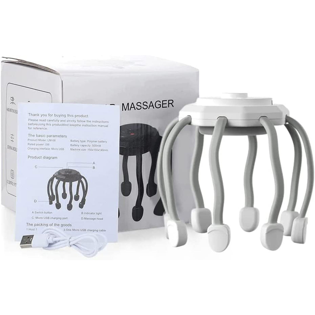 Premium Electric Scalp Massager - Cordless 12-Claw Rechargeable Head Relaxer with 3 Vibration Modes & USB Charging
