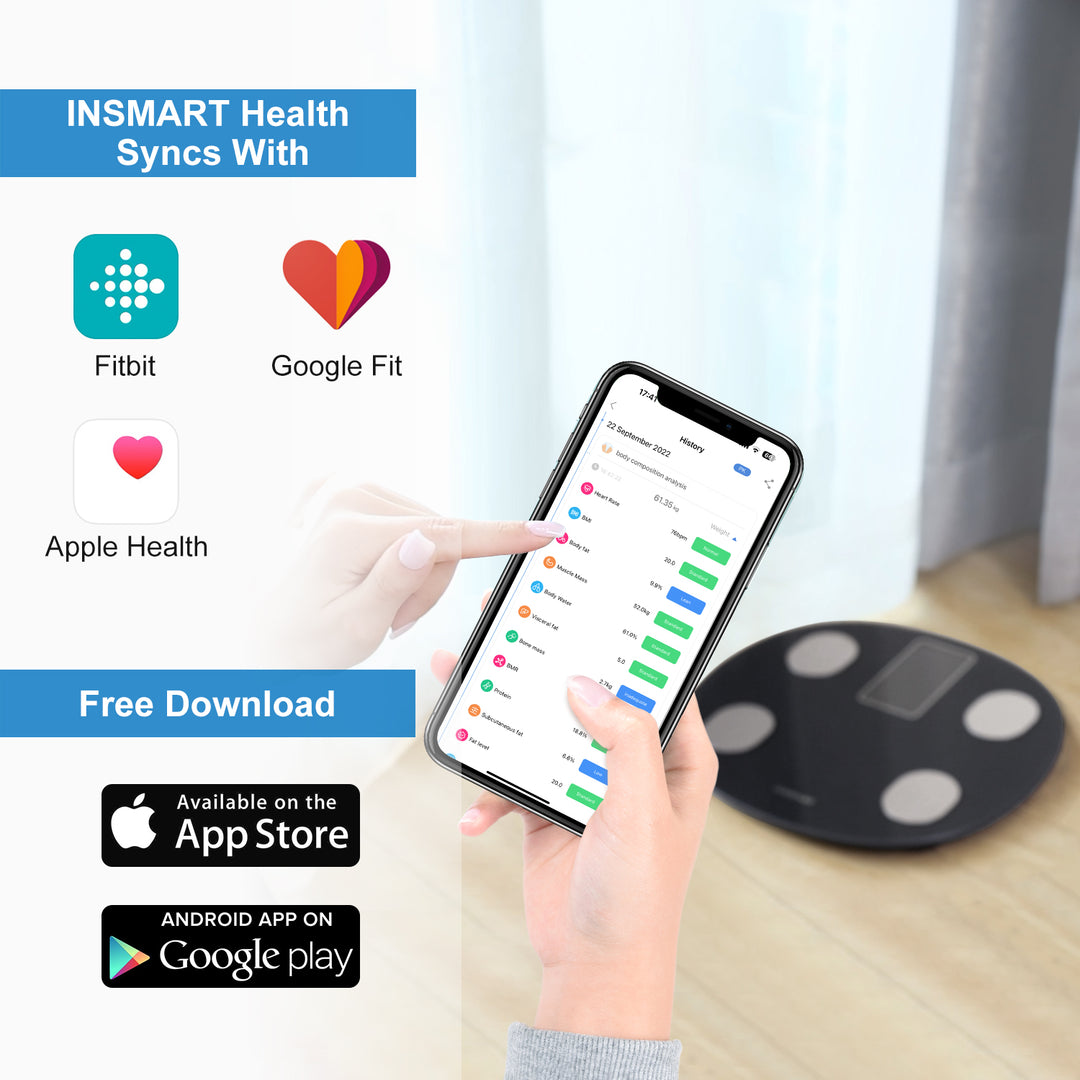 Premium Smart Body Weight Scale – Bluetooth Digital Scale with Large LCD Display, Tracks BMI, Body Fat, Muscle Mass, 