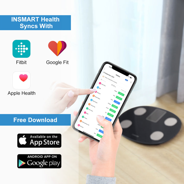 Premium Smart Body Weight Scale – Bluetooth Digital Scale with Large LCD Display, Tracks BMI, Body Fat, Muscle Mass, 