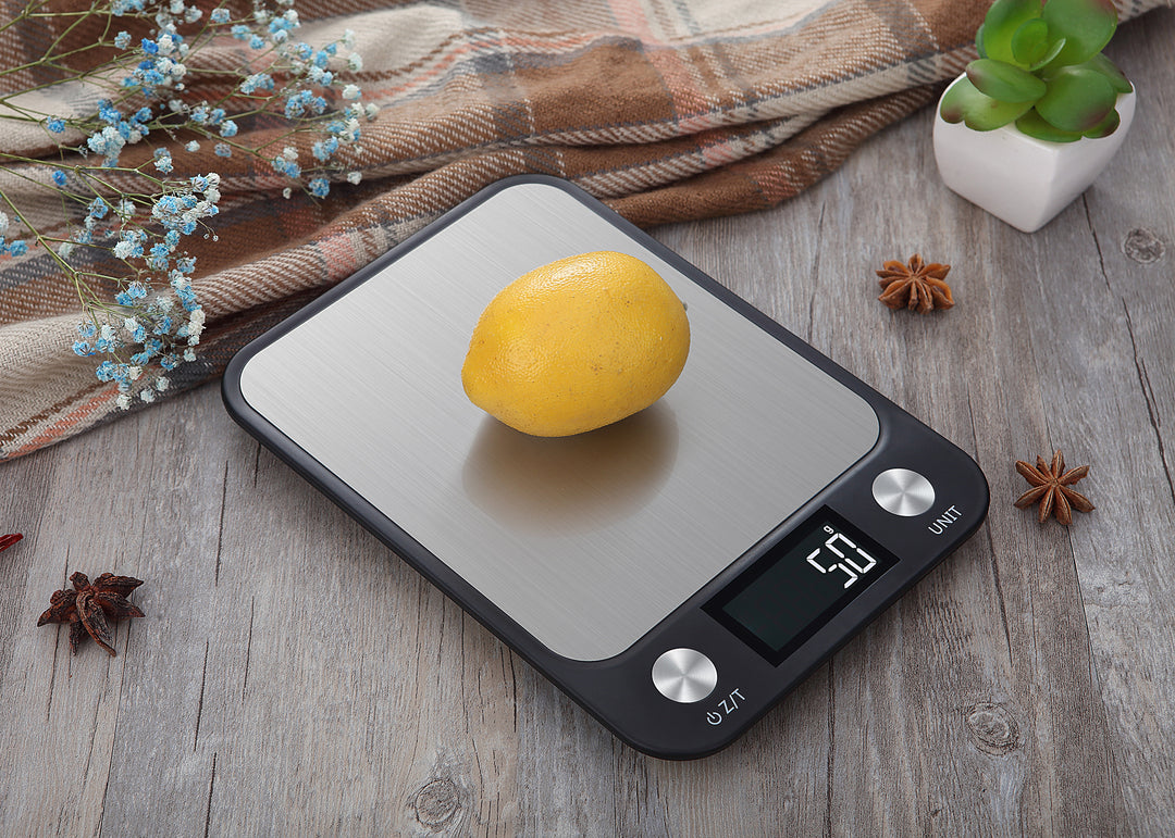 Premium Kitchen Scale 15Kg/1g – Stainless Steel Digital Food and Coffee Weighing Scale, LED Display, Battery-Powered, Multi-