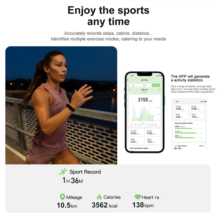 Premium Smart Ring with Charging Case – 5ATM Waterproof, 39-Day Battery Life, Real-Time Health Monitor, Multi-Sport Mode,