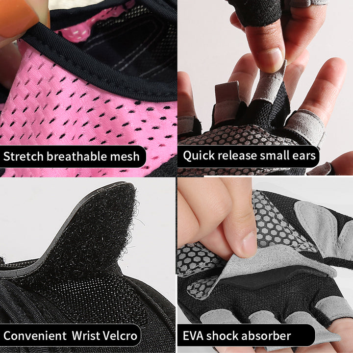 Premium Half Finger Gloves for Gym & Cycling - Anti-Slip Gel Pad Workout Gloves for Men & Women, Fingerless Fitness Gloves,