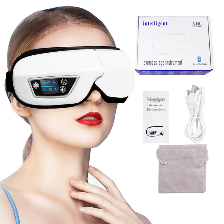 Premium Foldable Eye Massager – Vibration Airbag Pressure with Hot Compress and Bluetooth Music, Relieves Eye Fatigue