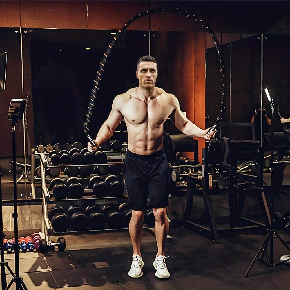 Premium Weighted Jump Rope – 10ft Fitness Skipping Rope for Strength & Cardio Training – Durable Heavy Duty Polyester for Men