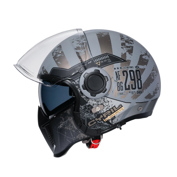 Premium Modular Motorcycle Helmet –Full Face & Open Face, Dual Lens, DOT ECE Approved, ABS Shell for Men & Women, Retro Style