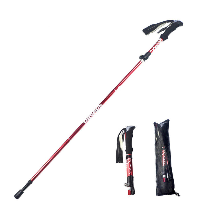 Premium Folding Trekking Pole for Hiking & Walking – Portable Carbon Steel Stick, Adjustable Length, Lightweight & Easy to Carry, Foam Grip Handle, Carbon Tungsten Tip, 1 PCS