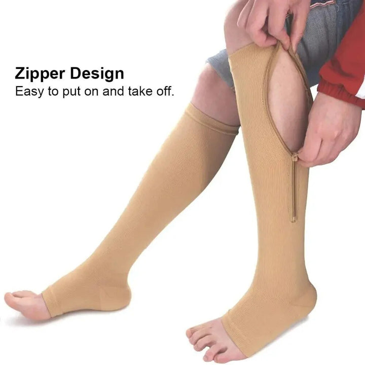 Premium Compression Socks with Zipper for Men & Women – Support for Improved Circulation, Pain & Swelling Relief – 1 Pair of 