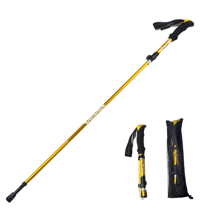 Premium Folding Trekking Pole for Hiking & Walking – Portable Carbon Steel Stick, Adjustable Length, Lightweight & Easy to Carry, Foam Grip Handle, Carbon Tungsten Tip, 1 PCS
