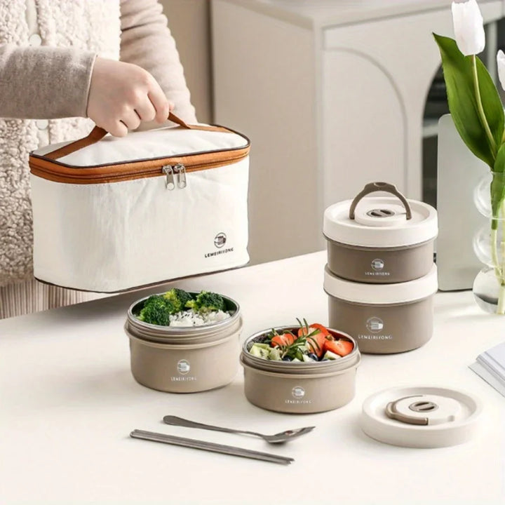 Premium Insulated 304 Stainless Steel Lunch Box – Multi-Layer Design, Microwave Safe, Durable, Leak-Proof, Perfect for On-the