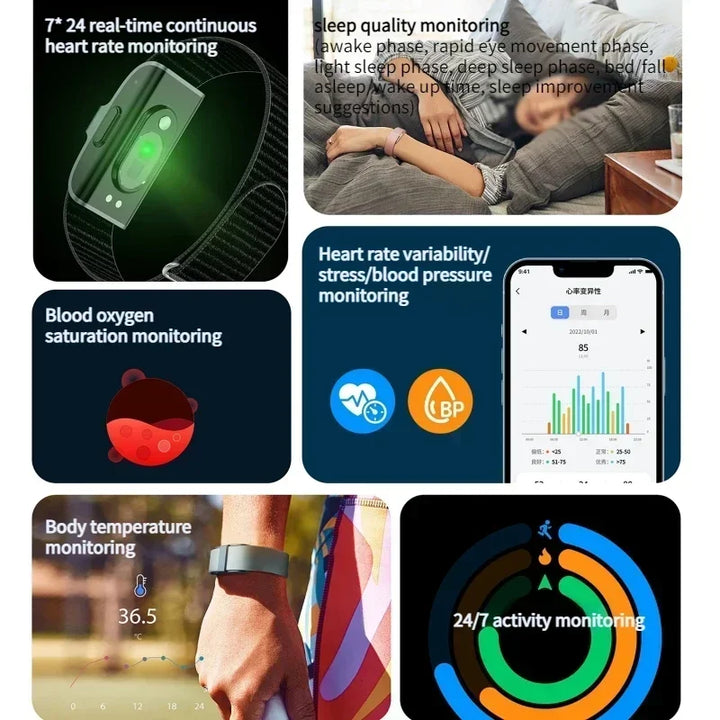 Premium Smart Fitness Tracker Bracelet – Heart Rate, Blood Pressure Monitor, Pedometer for Men & Women, Sport and Health 