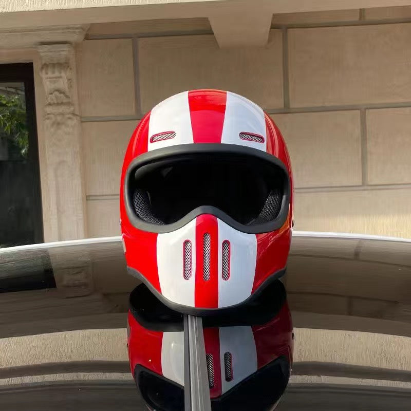 Premium Full Face Motorcycle Helmet – Retro Tokyo Style, Fiberglass, Clear Visor, Japan TT Design, Casco Moto for Men & Women