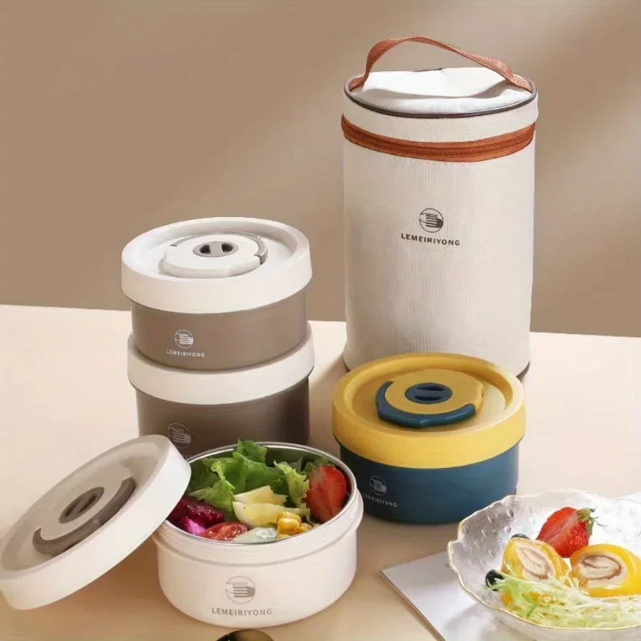 Premium Insulated 304 Stainless Steel Lunch Box – Multi-Layer Design, Microwave Safe, Durable, Leak-Proof, Perfect for On-the