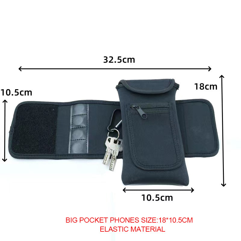Premium Gym Magnetic Phone Bag – Anti-Slip Sleeve Pouch for 18-40 oz Water Bottle with Pockets for Keys, Cards, Headphones