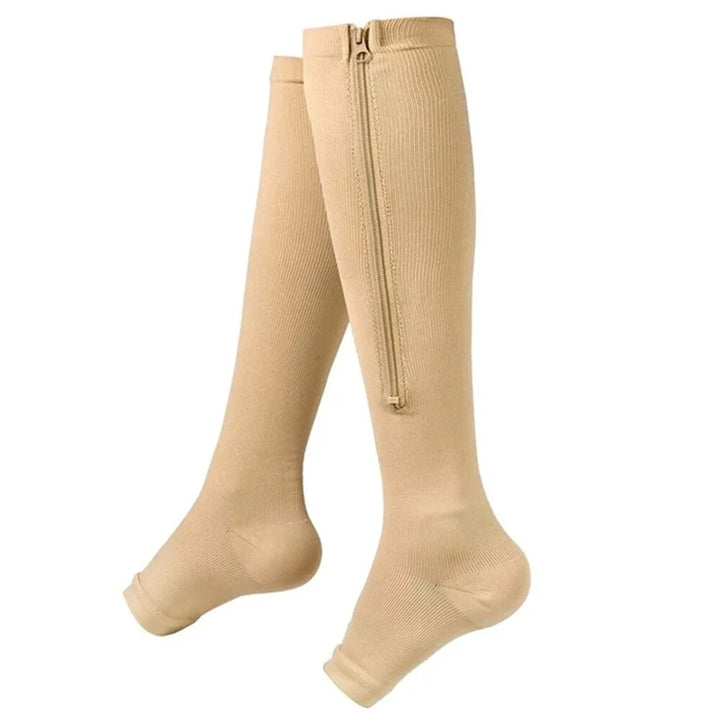 Premium Compression Socks with Zipper for Men & Women – Support for Improved Circulation, Pain & Swelling Relief – 1 Pair of 