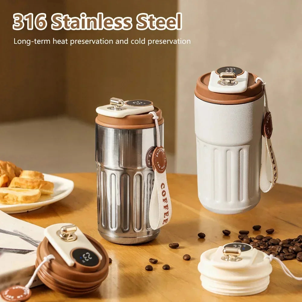 Premium Smart Thermos Bottle – 450ml Stainless Steel Vacuum Cup with Temperature Display, Portable Business Thermal Mug