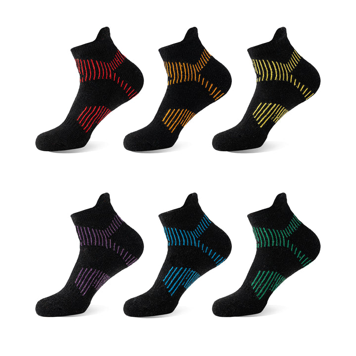 Premium Sweat Absorbing Compression Running & Hiking Socks – 6 Pairs, Thick Cotton Ankle Sports Socks for Men & Women, Low 