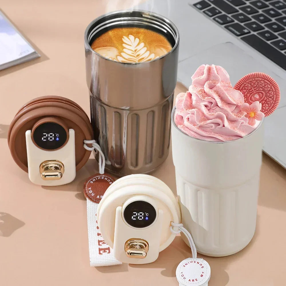 Premium Smart Thermos Bottle – 450ml Stainless Steel Vacuum Cup with Temperature Display, Portable Business Thermal Mug