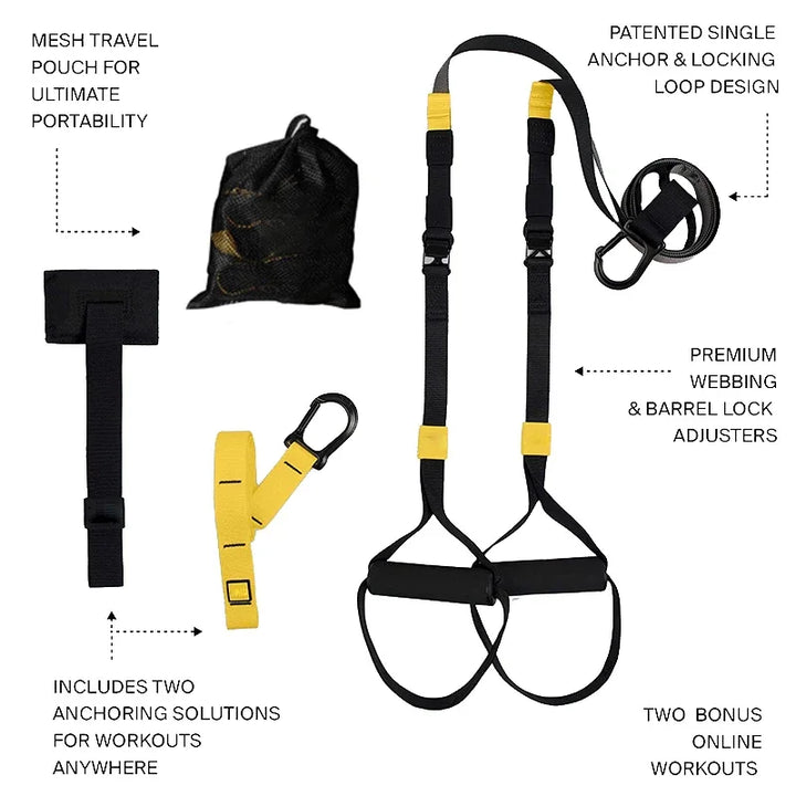 Premium Suspension Training Bands – Adjustable Full Body Resistance Bands for Strength Training, Yoga, and Core Workouts, 