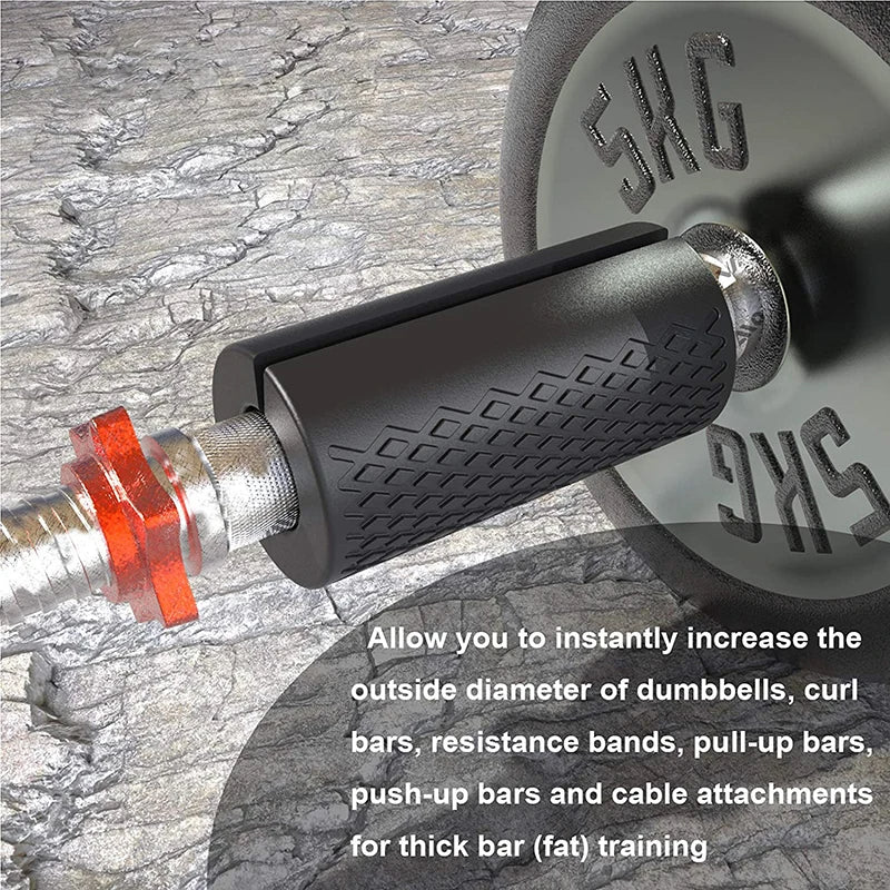Premium Thick Bar Dumbbell Handles for Weightlifting - Anti-Slip Silicon Grip, Forearm Strength Support, Joint Pain Relief,
