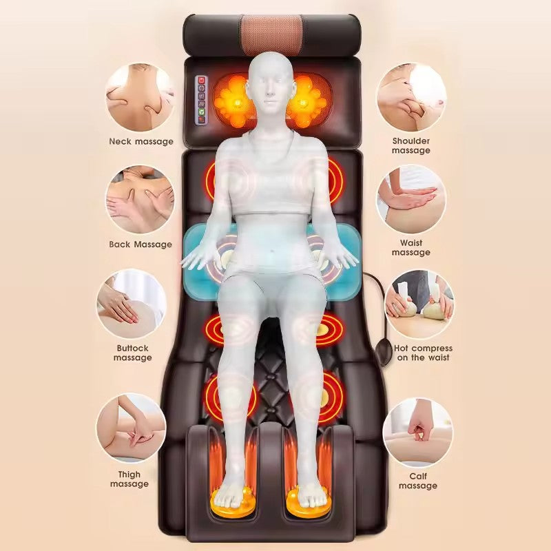 Premium Full Body Electric Massage Mattress with Heating & Vibration – Pain & Stress Relief for Neck, Back, Foot, and Bod