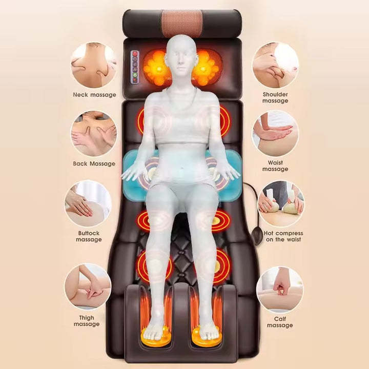Premium Full Body Electric Massage Mattress with Heating & Vibration – Pain & Stress Relief for Neck, Back, Foot, and Bod