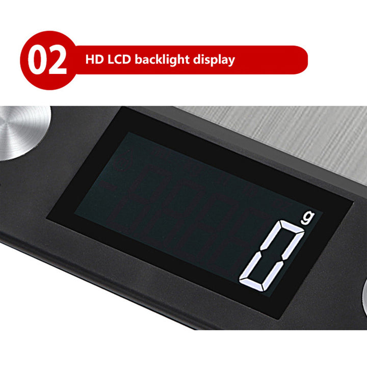Premium Kitchen Scale 15Kg/1g – Stainless Steel Digital Food and Coffee Weighing Scale, LED Display, Battery-Powered, Multi-