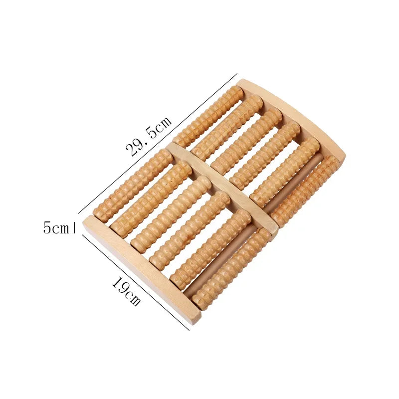 Premium Wooden Foot Massager Roller for Stress Relief & Plantar Fasciitis Pain Relief, Portable Acupressure Dual Massage 