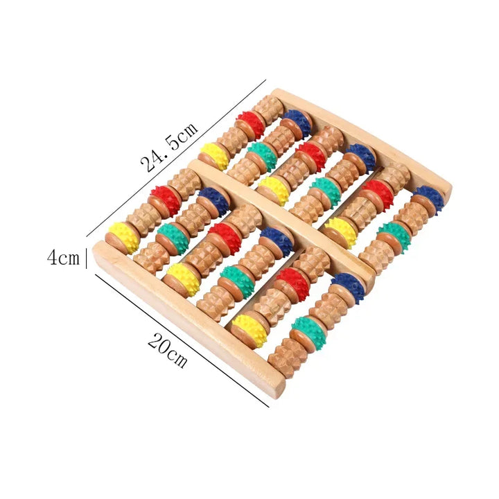 Premium Wooden Foot Massager Roller for Stress Relief & Plantar Fasciitis Pain Relief, Portable Acupressure Dual Massage 