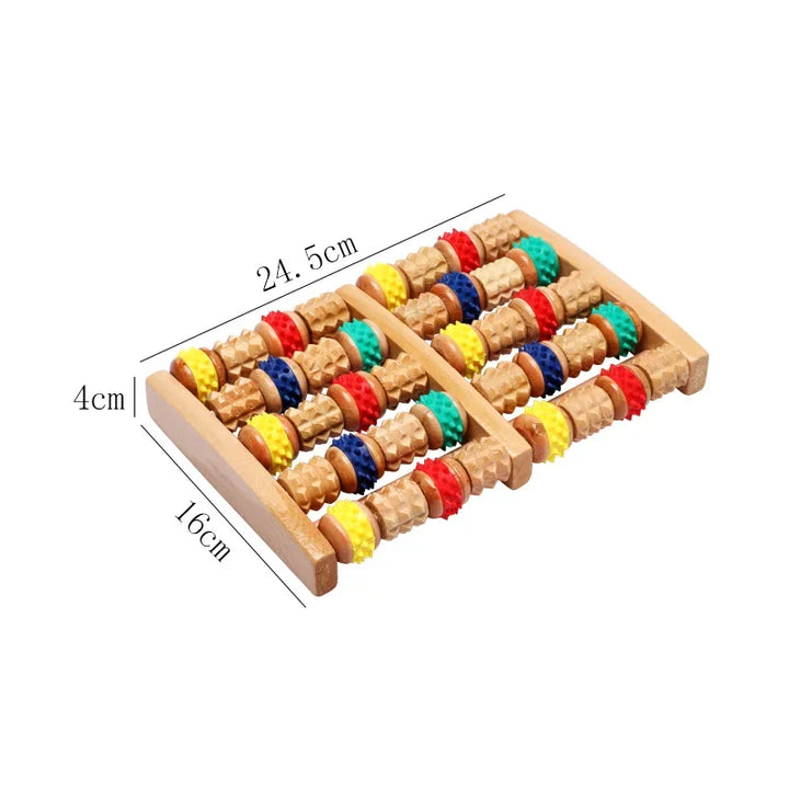 Premium Wooden Foot Massager Roller for Stress Relief & Plantar Fasciitis Pain Relief, Portable Acupressure Dual Massage 