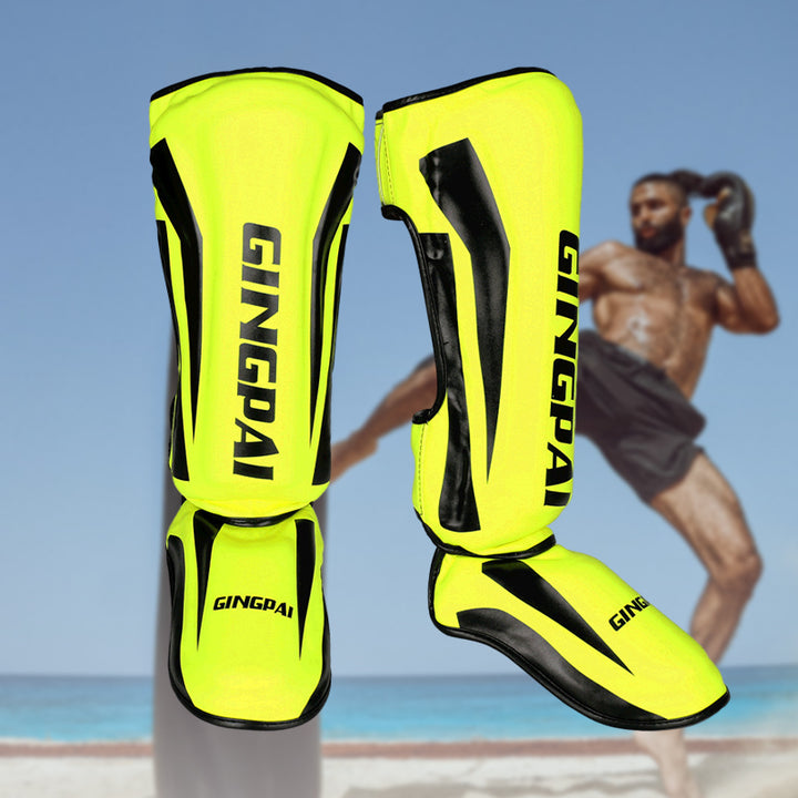 Premium Kickboxing Shin Guard Pads – Muay Thai, Boxing, MMA Leg Protector, Sanda, Wushu, Taekwondo Ankle Guards for Men 
