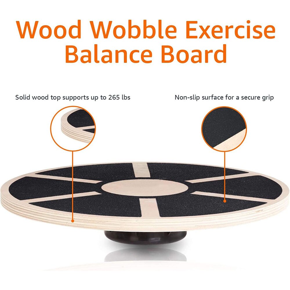 Premium Wooden Wobble Balance Board - Non-Slip Core Training, Yoga & Waist Twisting Board for Home Gym, Fitness, Stability & Posture Improvement, 360° Rotation, 500 lbs Capacity