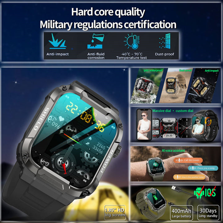 Premium Smartwatch with 1.96" Curved AMOLED Display, Bluetooth Calling, IP68 Waterproof, 100+ Sports Modes, AI Voice 