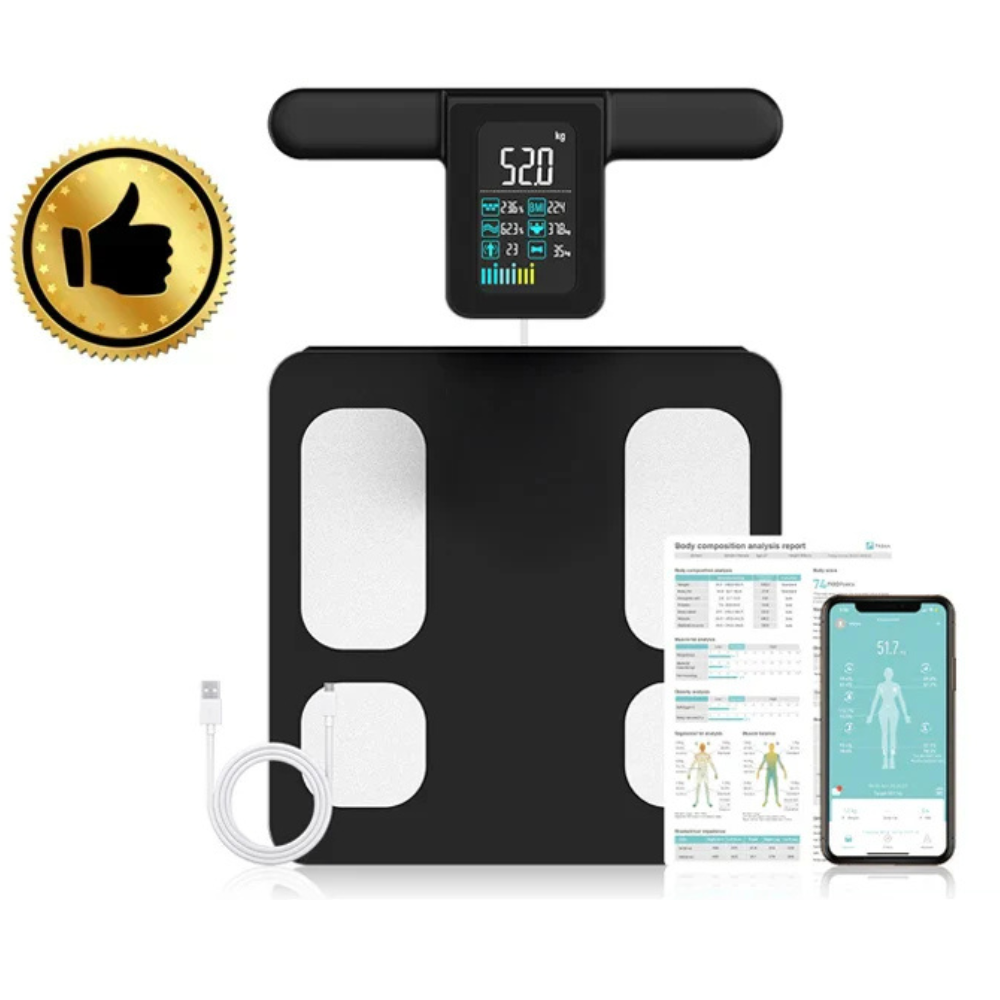 Premium Smart Body Composition Scale – 8 Electrode Bioimpedance Digital Weight Scale, Tracks Body Fat, Water, Muscle Mass, BMI, and More, Accurate Measurements for Health Monitoring